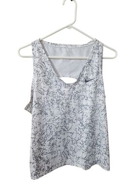 Nike White and Gray Patterned Muscle Tank